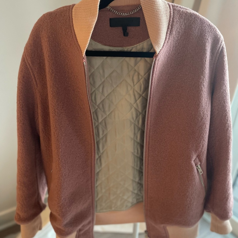rag & bone wool “Elle” Bomber Jacket in Mauve - Size Small